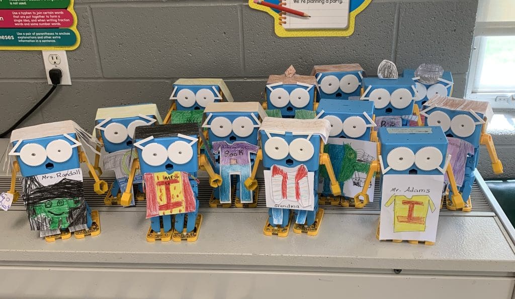 10 Marty Robots dressed as different staff members at Lincoln Elementary School in Osage, Iowa